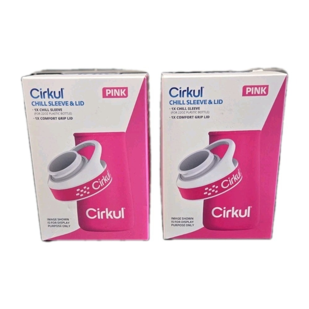 Cirkul Chill Sleeve &‎ Comfort-Grip Lid for 22oz Bottle Pink - Lot of 2